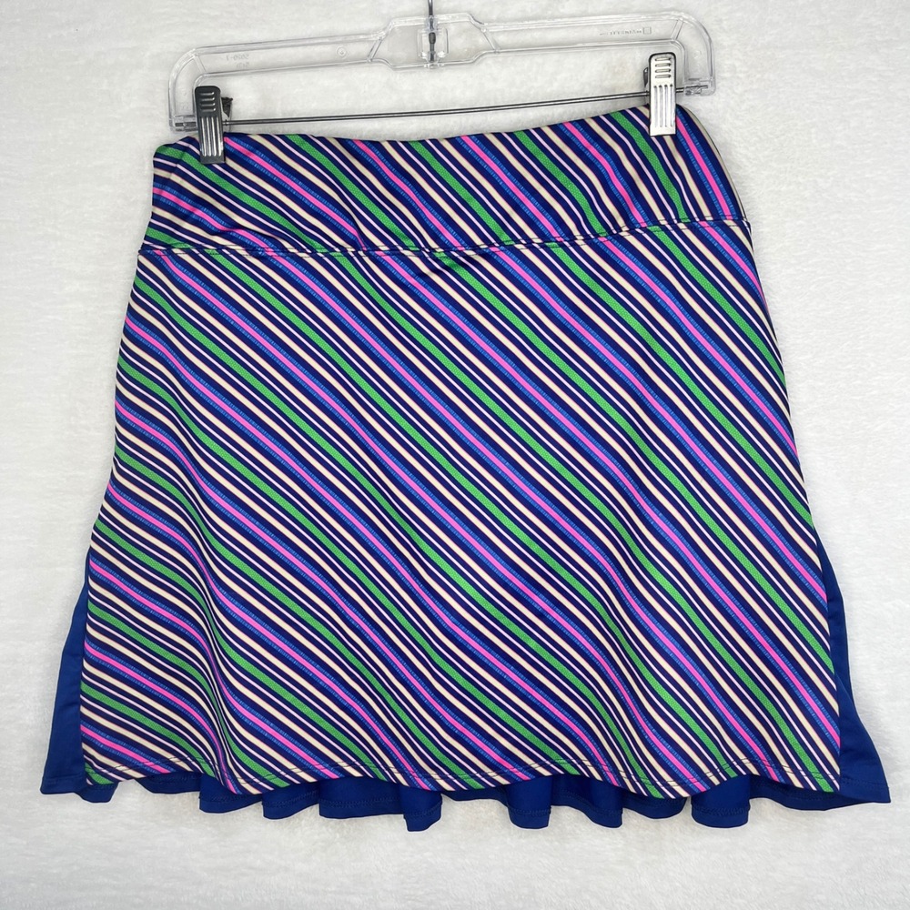 Birdies Golf Skirt‎ XL Women's Striped Athletic Blue Pink Green Pockets